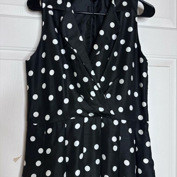 Jessica Howard vintage black dress w/ white polkadots vintage fit & flare 10P - Picture 2 of 9